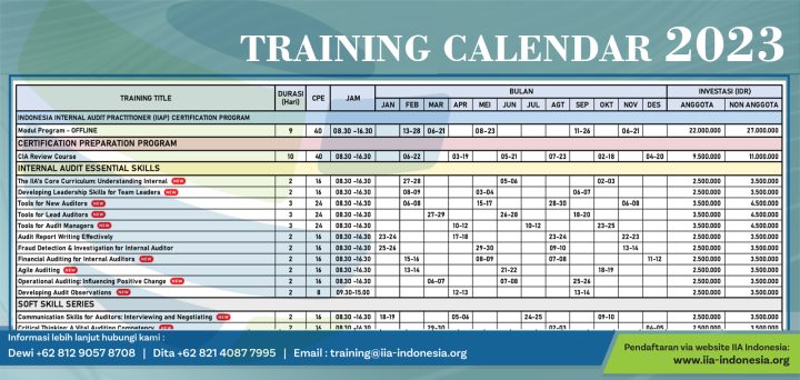 Training Calendar 2023